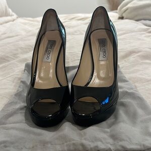 Jimmy Choo Patent leather peep toe pump